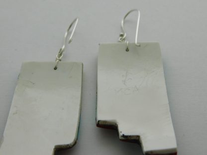 Rear view of Mary Coriz Aguilar Santo Domingo Stair Step Cloud Sterling Silver and Turquoise Earrings