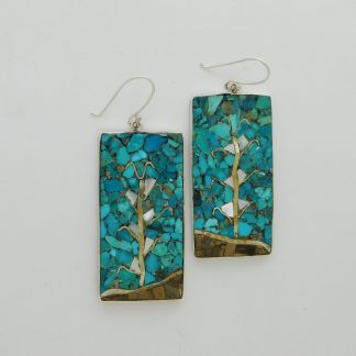 Mary Coriz Aguilar Santo Domingo Corn Stalk Turquoise Earrings