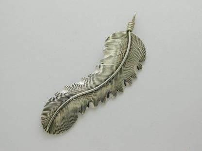 D. Lerma Navajo Sterling Silver Wavy Feather Pendant 3"