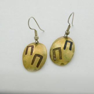 Mitch Zephier Lakota Brass Horse Shoe Pattern Earrings
