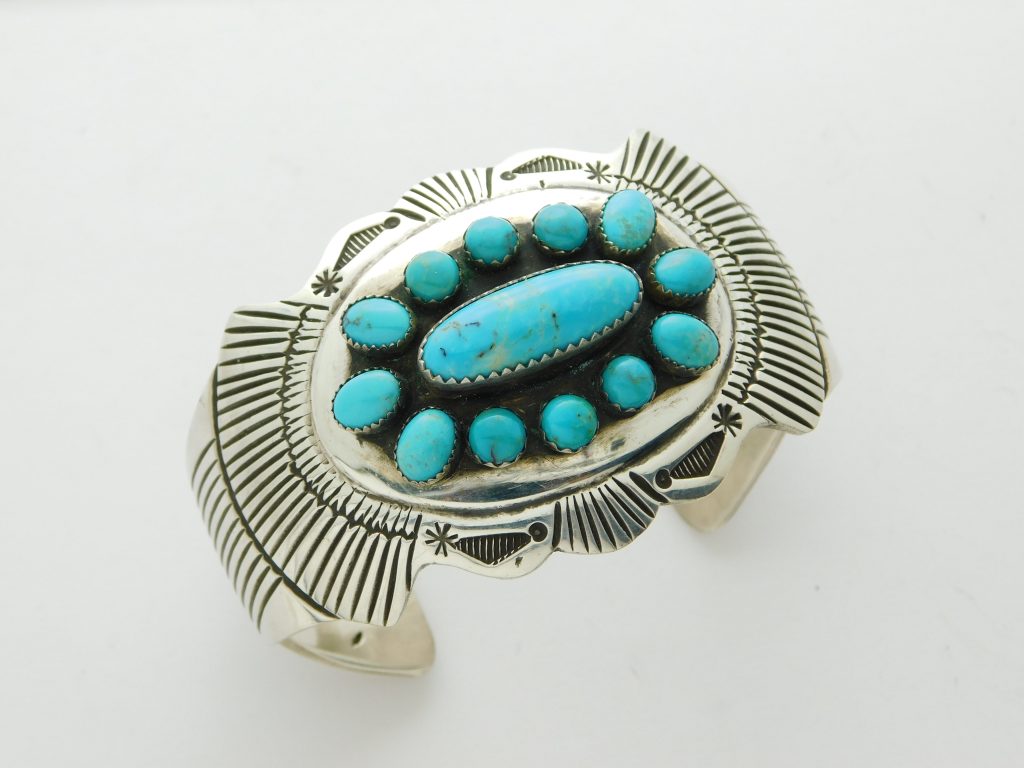 JAMES SHAY Sterling Silver and Turquoise Bracelet Size 7