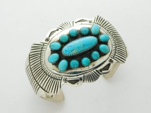 JAMES SHAY Sterling Silver and Turquoise Bracelet Size 7