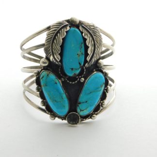 AK Navajo Kingman Turquoise and Sterling Silver Bracelet
