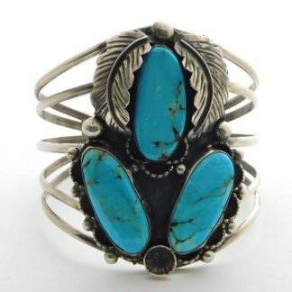 AK Navajo Kingman Turquoise and Sterling Silver Bracelet