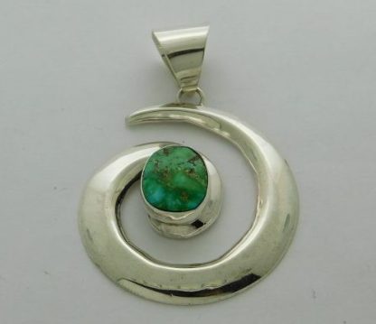 MILDRED PARKHURST Navajo Sonoran Gold Turquoise Sterling Silver Swirl Pendant