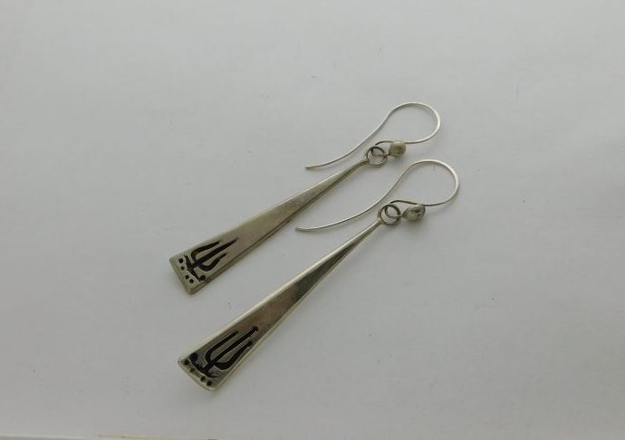 JAMES FENDENHEIM Tohono O'odham Long Desert Sterling Silver Earrings