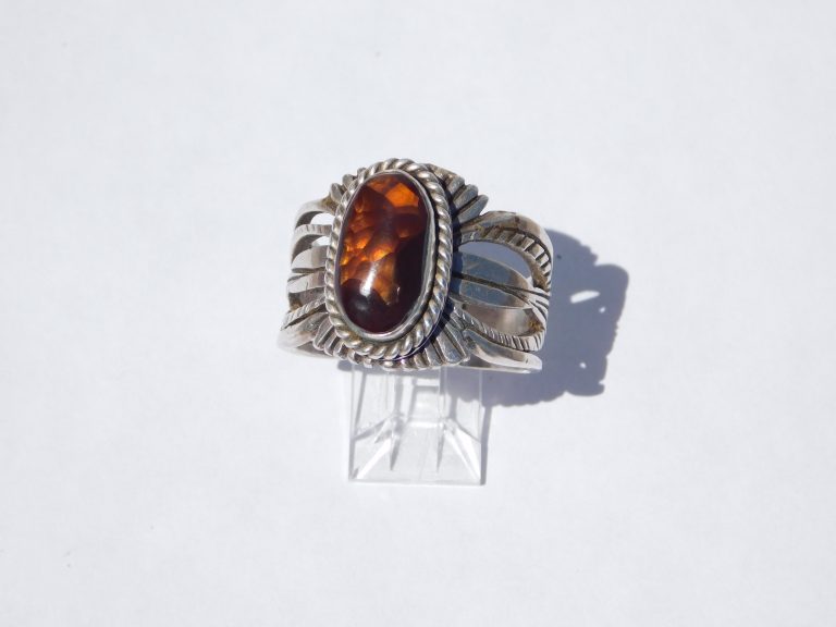 RUSSEL SAM Navajo Fire Agate and Sterling Silver Ring