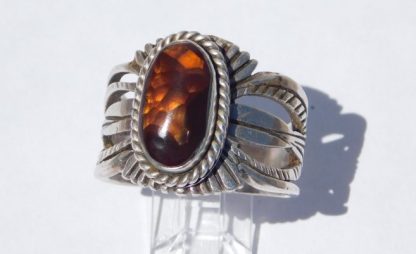 RUSSEL SAM Navajo Fire Agate and Sterling Silver Ring
