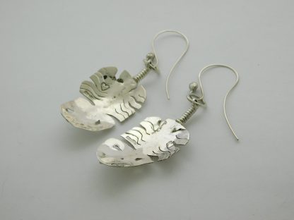 Rear view of James Fendenheim Tohono O'odham Short Feather Sterling Silver Earrings