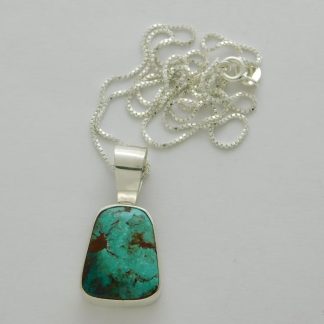ERIKA Juzwiak Anglo Multi-Color Bisbee Turquoise and Sterling Silver Trapezoid Pendant & Chain