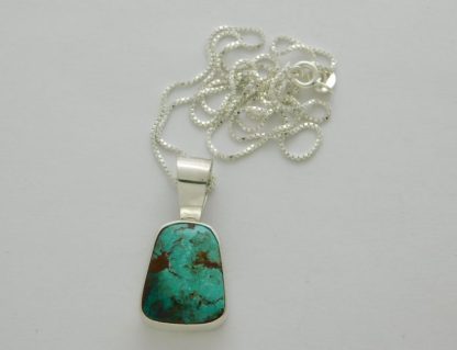 ERIKA Juzwiak Anglo Multi-Color Bisbee Turquoise and Sterling Silver Trapezoid Pendant & Chain