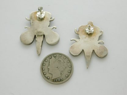 Rear view of SENSA EUSTACE (attributed) Zuni Honey Bee Stone Inlay Sterling Silver Earrings