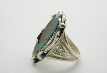 Side view of Bisbee Turquoise Organic Sterling Silver Ring