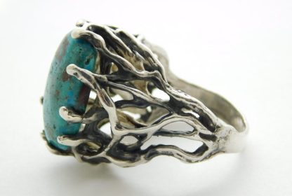 Side view of BISBEE TURQUOISE Freeform Sterling Silver Ring