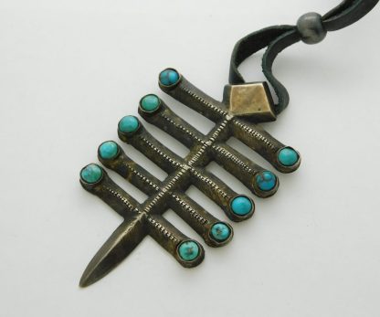 Jock Favour (Anglo) Sand Cast Coin Silver and Turquoise Pendant