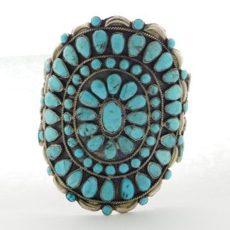 Navajo Turquoise Cluster Sterling Silver Bracelet