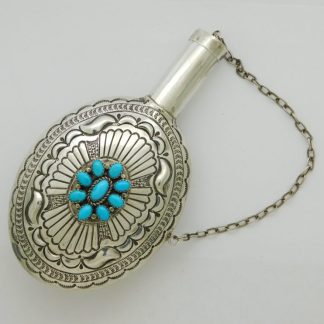 Suzie James Navajo Sterling Silver and Sleeping Beauty Turquoise Tobacco Canteen