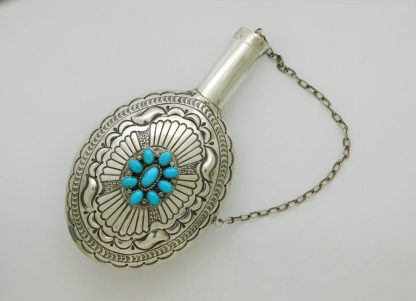 Suzie James Navajo Sterling Silver and Sleeping Beauty Turquoise Tobacco Canteen