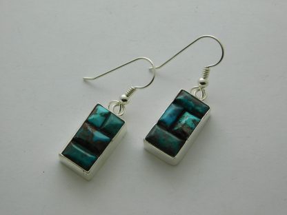 ERIKA JUZWIAK Anglo BISBEE TURQUOISE Cobblestone and Sterling Silver French Hook Earrings