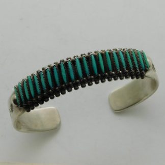 Bryant Waatsa Jr. Zuni Turquoise Needlepoint Sterling Silver Bracelet