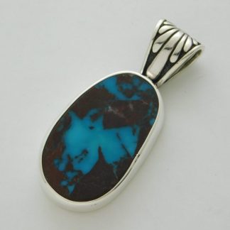 Bisbee Turquoise with Rectangular Host Inclusion Sterling Silver Pendant