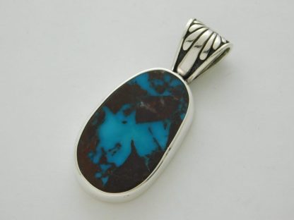 Bisbee Turquoise with Rectangular Host Inclusion Sterling Silver Pendant