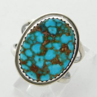 Alberto Contreras Tucson Silversmith Kingman Spider Web Turquoise and Sterling Silver Ring Size 7-1/2