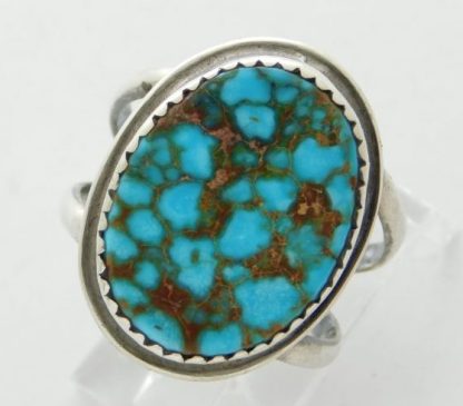 Alberto Contreras Tucson Silversmith Kingman Spider Web Turquoise and Sterling Silver Ring Size 7-1/2