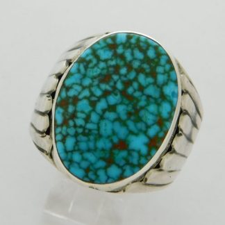 Milton Burnside Navajo Sterling and Kingman Spiderweb Turquoise Ring