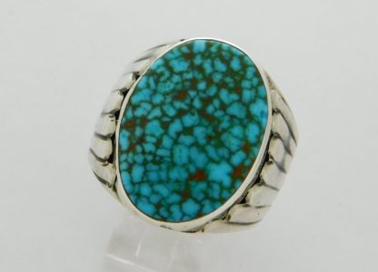 Milton Burnside Navajo Sterling and Kingman Spiderweb Turquoise Ring