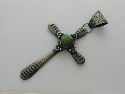 FRANCIS L. BEGAY Navajo Nevada Turquoise and Sterling Cross Pendant