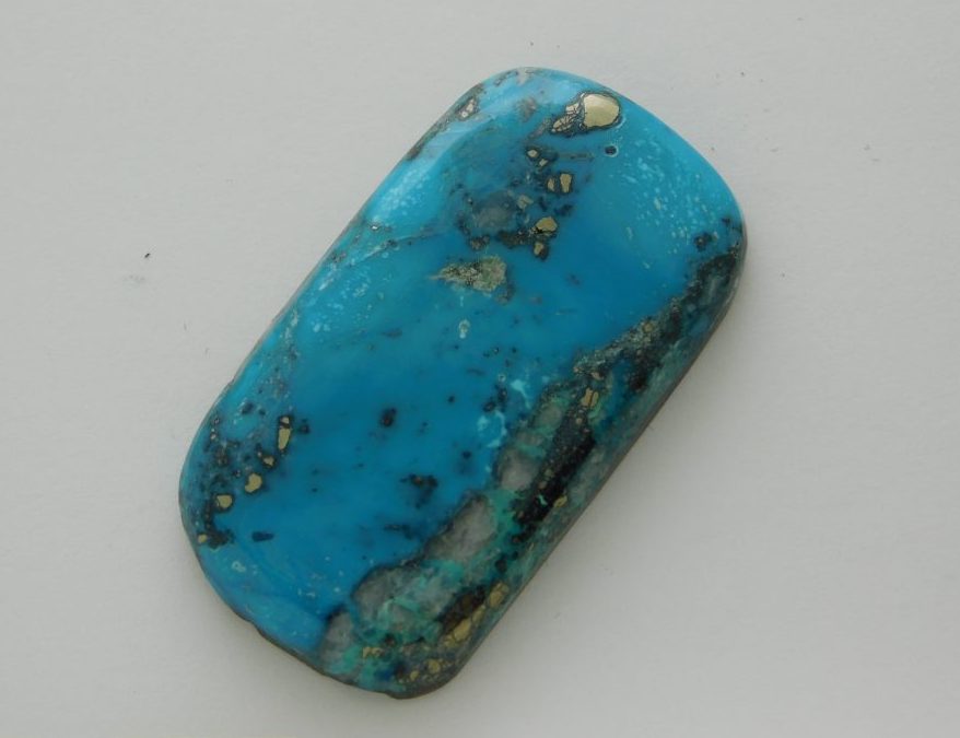 😢SOLD - MORENCI TURQUOISE CABOCHON with Pyrite and Quartz Inclusions 52  Carats