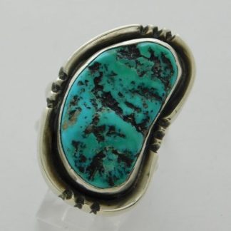 MARK CONTRERAS Tucson Hispanic Sleeping Beauty Turquoise Nugget and Sterling Silver Ring Size 8
