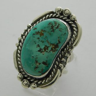 MARK CONTRERAS Tucson Hispanic Fox Turquoise and Sterling Silver Ring Size 8