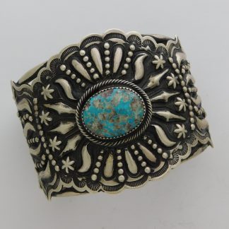 Leander Tahe Navajo Sterling Silver and Turquoise Bracelet