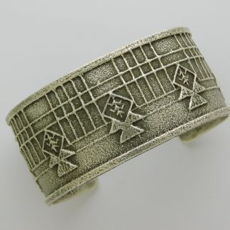 Cordell Pajarito Santo Domingo Pueblo (Kewa') Tufa Cast Geometric Sterling Silver Bracelet
