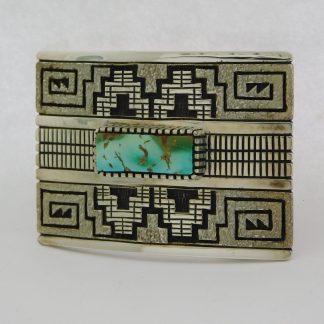Toney Mitchell Navajo Royston Turquoise and Sterling Silver Belt Buckle