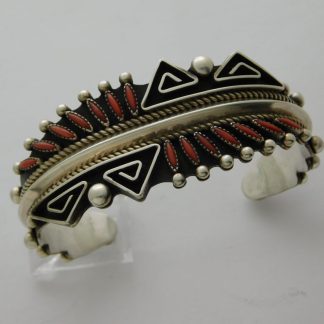 Billy Betoney Navajo Coral and Sterling Silver Bracelet