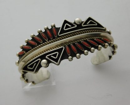 Billy Betoney Navajo Coral and Sterling Silver Bracelet
