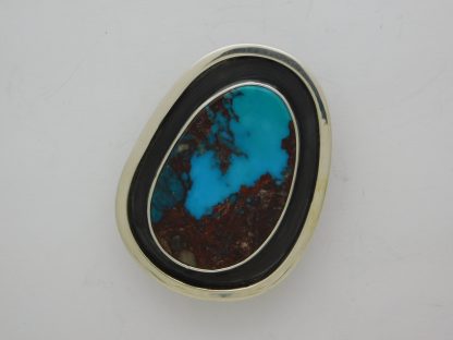 Bisbee Turquoise Oval Shadowbox Sterling Silver Bolo Tie