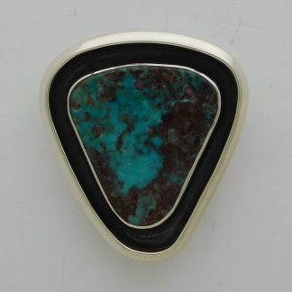 Bisbee Turquoise Triangle Shadowbox Sterling Silver Bolo Tie