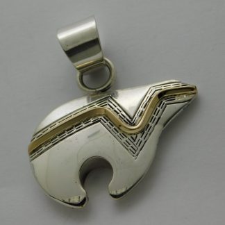 ARTIE YELLOWHORSE Navajo Sterling Silver and 14kt. Gold Bear Pendant