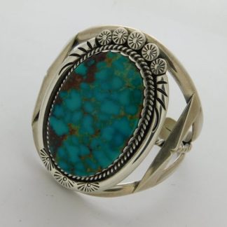 Raymond Coriz Santo Domingo Pueblo (Carl W. Luthey Shop) Kingman Turquoise and Sterling Silver Bracelet