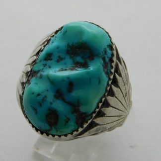 ROBERT AND BERNICE LEEKYA Zuni Natural Turquoise and Sterling Silver Ring size 11