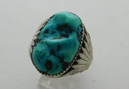 ROBERT AND BERNICE LEEKYA Zuni Natural Turquoise and Sterling Silver Ring size 11