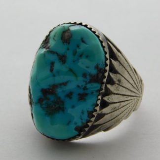 ROBERT AND BERNICE LEEKYA Zuni Natural Turquoise and Sterling Silver Ring size 11