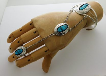 Elizabeth Guerro Navajo Sleeping Beauty Turquoise and Sterling Slave Bracelet