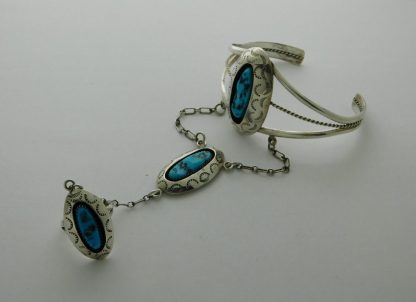 Elizabeth Guerro Navajo Sleeping Beauty Turquoise and Sterling Slave Bracelet