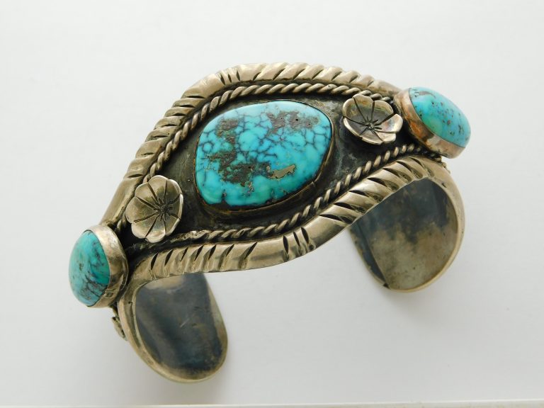 Samson Kee Navajo Turquoise and Sterling Bracelet