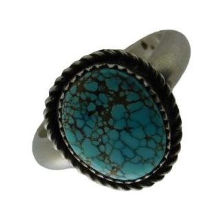 EDDIE C.W. GIBSON Navajo #8 Turquoise and Sterling Ring Size 6-1/2